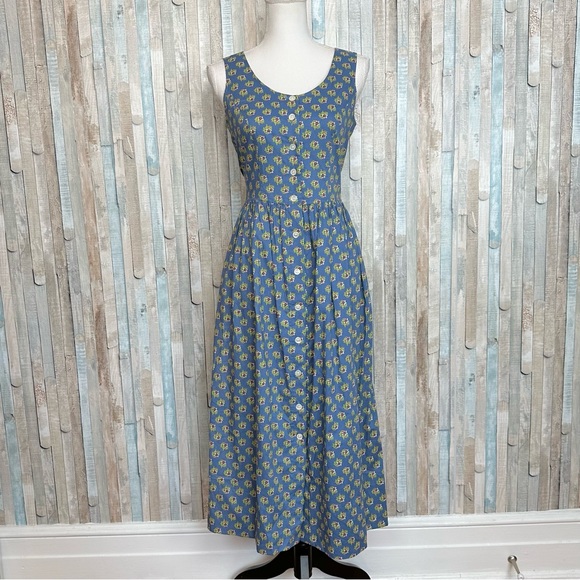 Laura Ashley Dresses & Skirts - Laura Ashley 4 Vintage Floral Print Button Front Jumper Midi Dress 90s Cottage